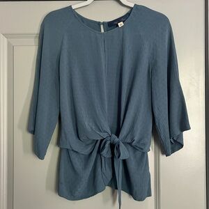 Blue Rain Tie Front Blouse